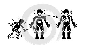 Human and Robots Communicating, AI Interaction Dialogue, vector design Generative AI