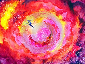 Human rush run in fire flame abstract art spiritual mind aura universe watercolor painting illustration design drawing