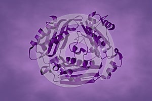 Human S-adenosyl methionine synthetase 1 in complex with SAM and PPNP. Ribbons diagram. 3d illustration