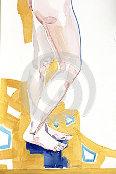 Human`s figure, watercolor painting, illustration