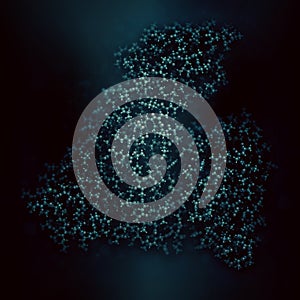 Human serum albumin (HSA) protein.  Most abundant protein in human blood plasma. 3D rendering based on protein data bank entry