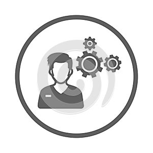 Human, setting, settings icon. Gray vector sketch