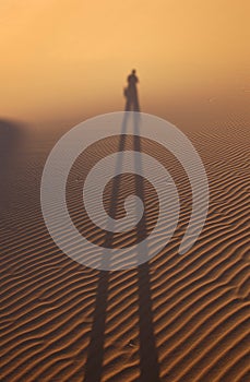 Human Shadow in the Sahara Desert