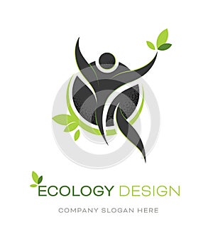 Human shape and leaves logo design