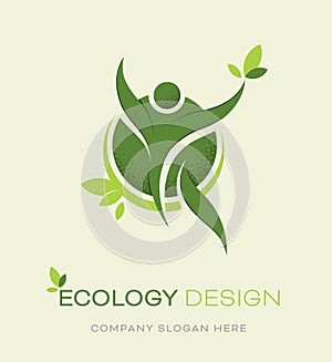 Human shape and leaves logo design