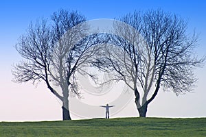Human shape and trees