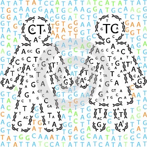Human shaped out of chromosomes and nucleotides representing their genetic code