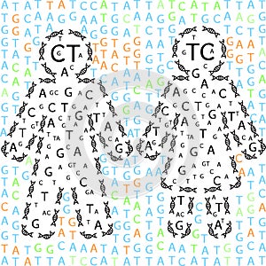 Human shaped out of chromosomes and nucleotides representing their genetic code photo