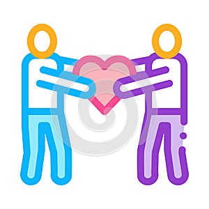 Human Share Heart Icon Vector Outline Illustration