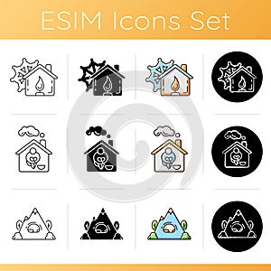 Human shelters icons set