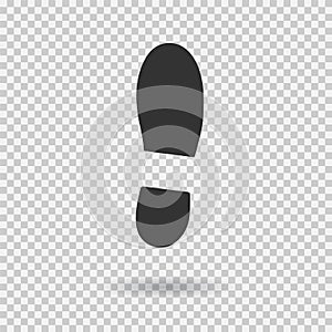 Human shoe footprint icon. Vector footwear. Flat style. Black silhouette. Illustration with shadow photo