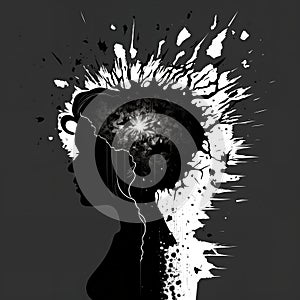 human silhouette brain trauma or stress concepts. Ai generated image