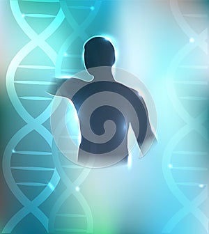 Human silhouette and DNA