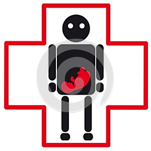 Human silhouette medical icon of pregnancy