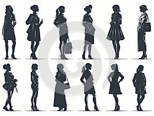 Human Silhouettes, A Group Of Women In Different Poses