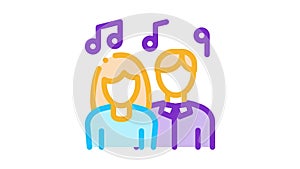 Human Silhouettes Singing Song In Karaoke Icon Animation