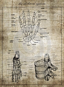 The human skeleton system, part of body