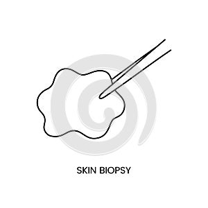 Human skin biopsy for laboratory analysis icon line in vector, illustration of biomaterial.