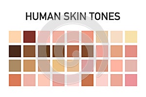 Human skin tone color palette set isolated on transparent background. Art design. Vector illustration.