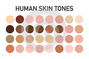 Human skin tone color palette set isolated on transparent background. Art design. Vector illustration.