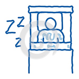 human sleeping time in bed doodle icon hand drawn illustration