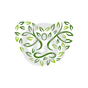 Human Spa Leaf Heart Natural Organic Logo Design Vector