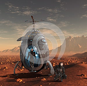 Human Spacecraft Landing on Mars