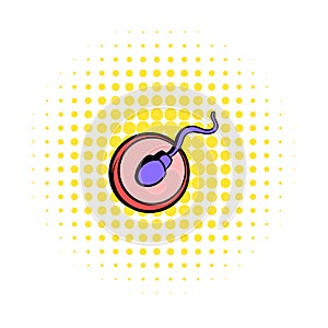 Human sperm cell icon, comics style