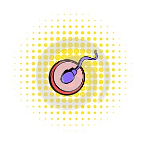 Human sperm cell icon, comics style