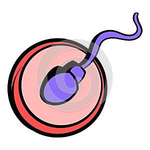 Human sperm cell icon, icon cartoon