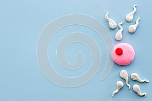 Human sperms impregnate fertile female egg ovum concept