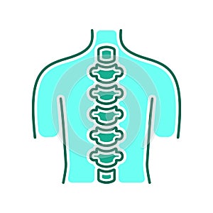 Human spine anatomy color line icon. Health care.