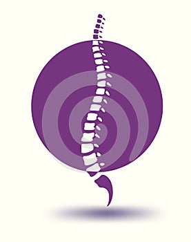 Human spine backbone in violet circle