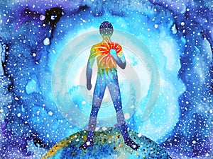 Human and spirit powerful energy connect to the universe power