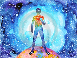 Human and spirit powerful energy connect to the universe power