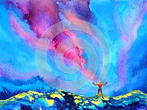 Human and spirit powerful energy connect to the universe power