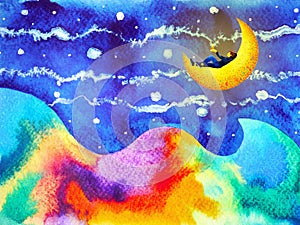 Human and spirit powerful energy connect to the universe power abstract art watercolor painting illustration design hand drawn