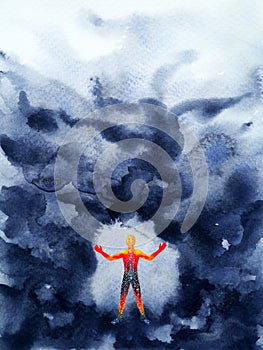 Human spiritual power mind mental healing watercolor painting illustration design hand drawing