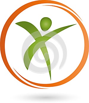 Human and sun, fitness and physical therapy logo