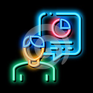 Human Talk About Statistics neon glow icon illustration