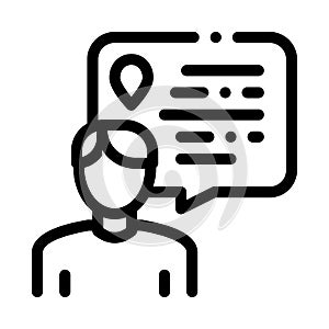 Human Talking About Location Icon Thin Line Vector