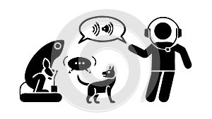 Human Talking to Robot Silhouette, vector design Generative AI