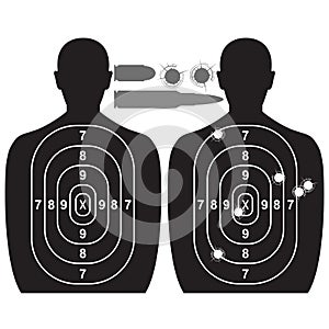 Human target and bullet holes