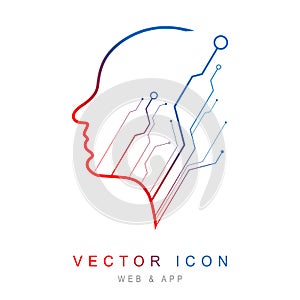 Human Tech icon, Brain Tech Mind Data Logo Design, Innovation technology symbol. Vector Illustration