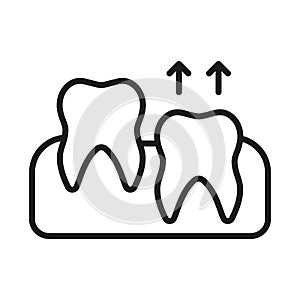 Human Teeth Growth Line Icon. Baby Teeth Eruption Linear Pictogram. Primary Milk Teething Process. Dentistry Outline