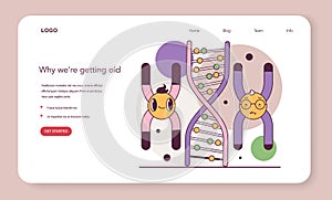 Human telomeres shortening. Cellular level of aging. Time-dependent photo