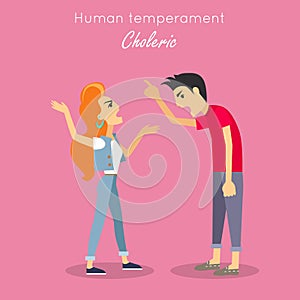 Human Temperament Concept Vector in Flat Design