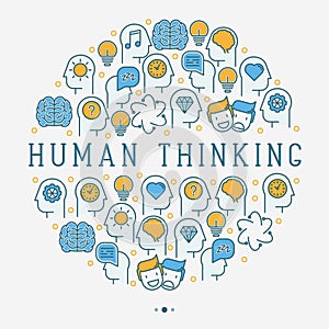 Human thinking concept in circle