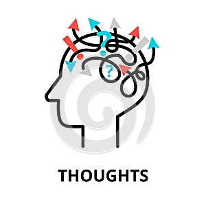 Human Thoughts icon, flat thin line vector illustration