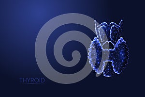 Human thyroid gland low poly concept vector illustration.